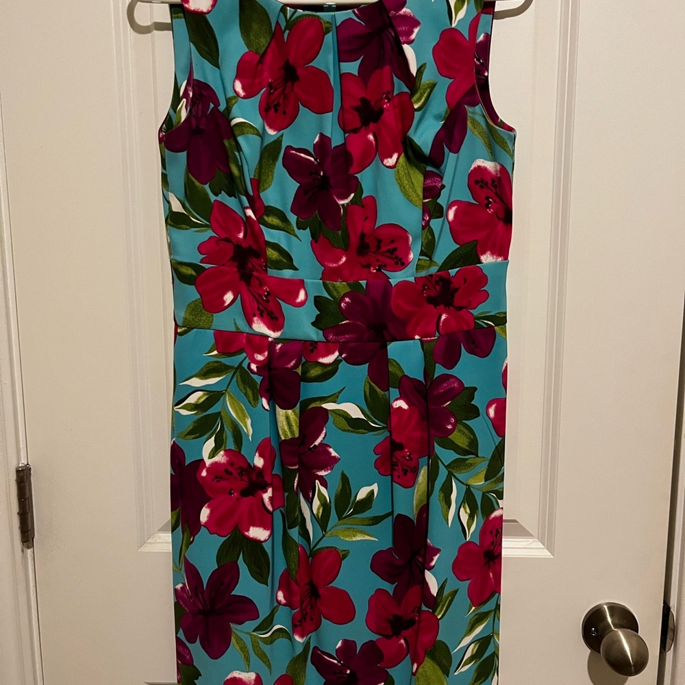 dressbarn Vibrant Floral Midi Dress - Red and Green